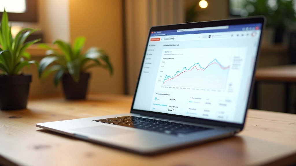 Laptop toont dashboard van crowdfunding platform met grafiek en donatie-overzicht, financiële monitoring